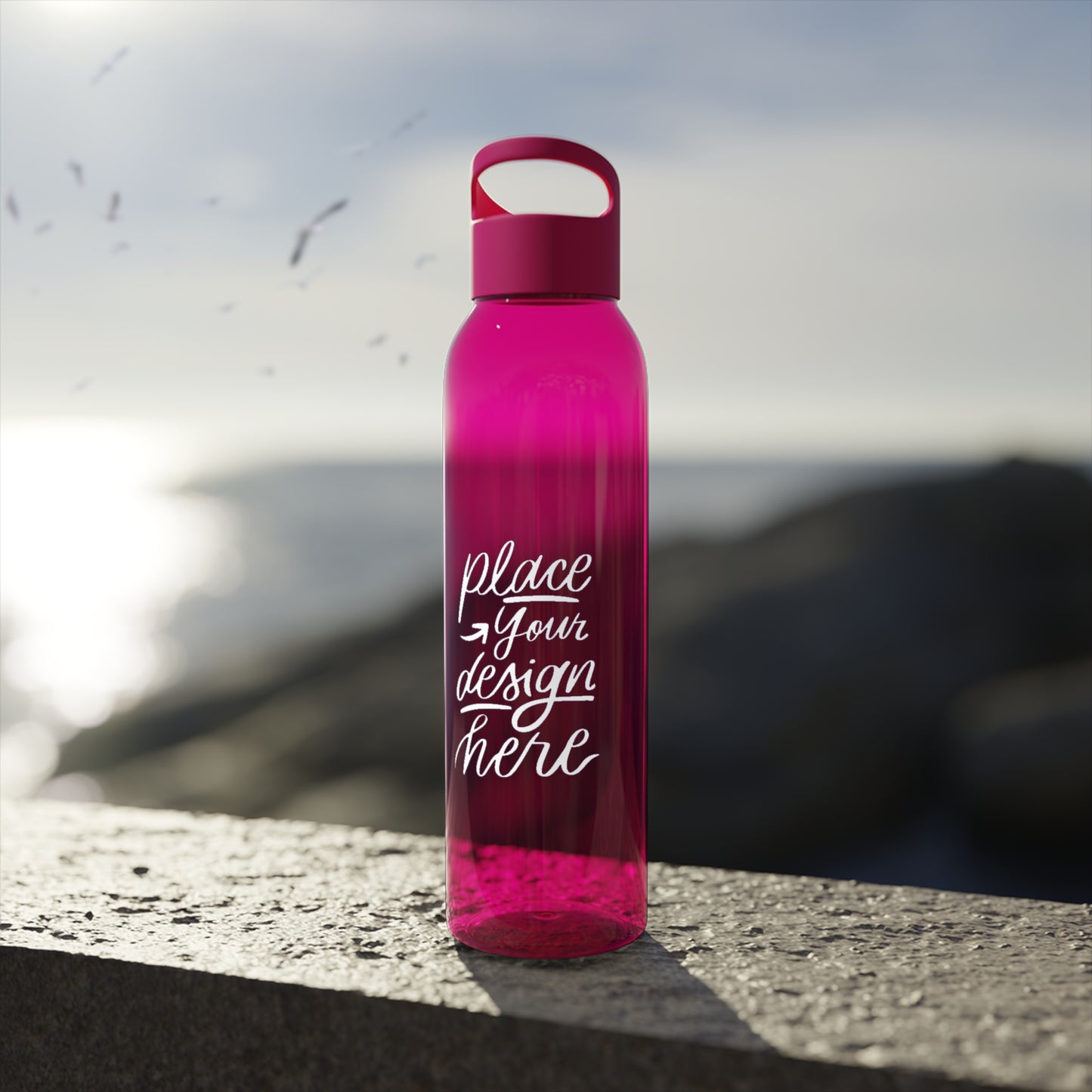 Customizable Sky Water Bottle — Clear 24oz Reusable Bottle