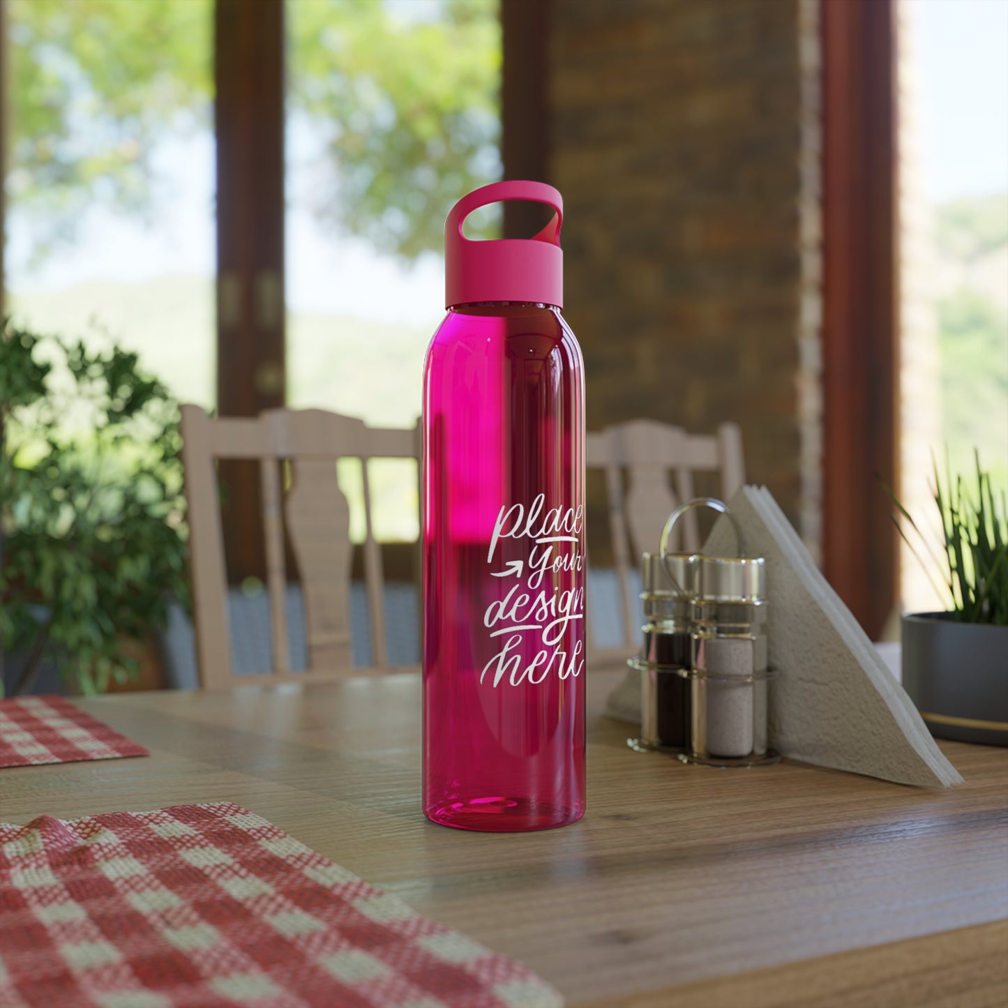 Customizable Sky Water Bottle — Clear 24oz Reusable Bottle