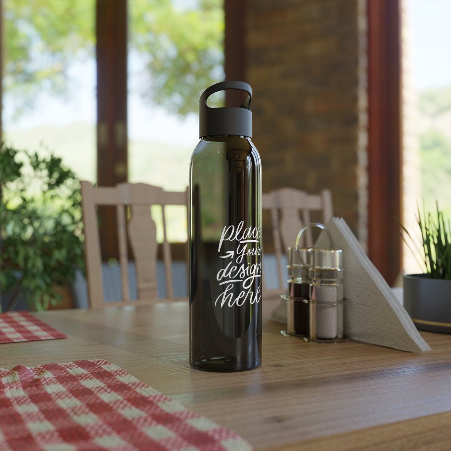 Customizable Sky Water Bottle — Clear 24oz Reusable Bottle
