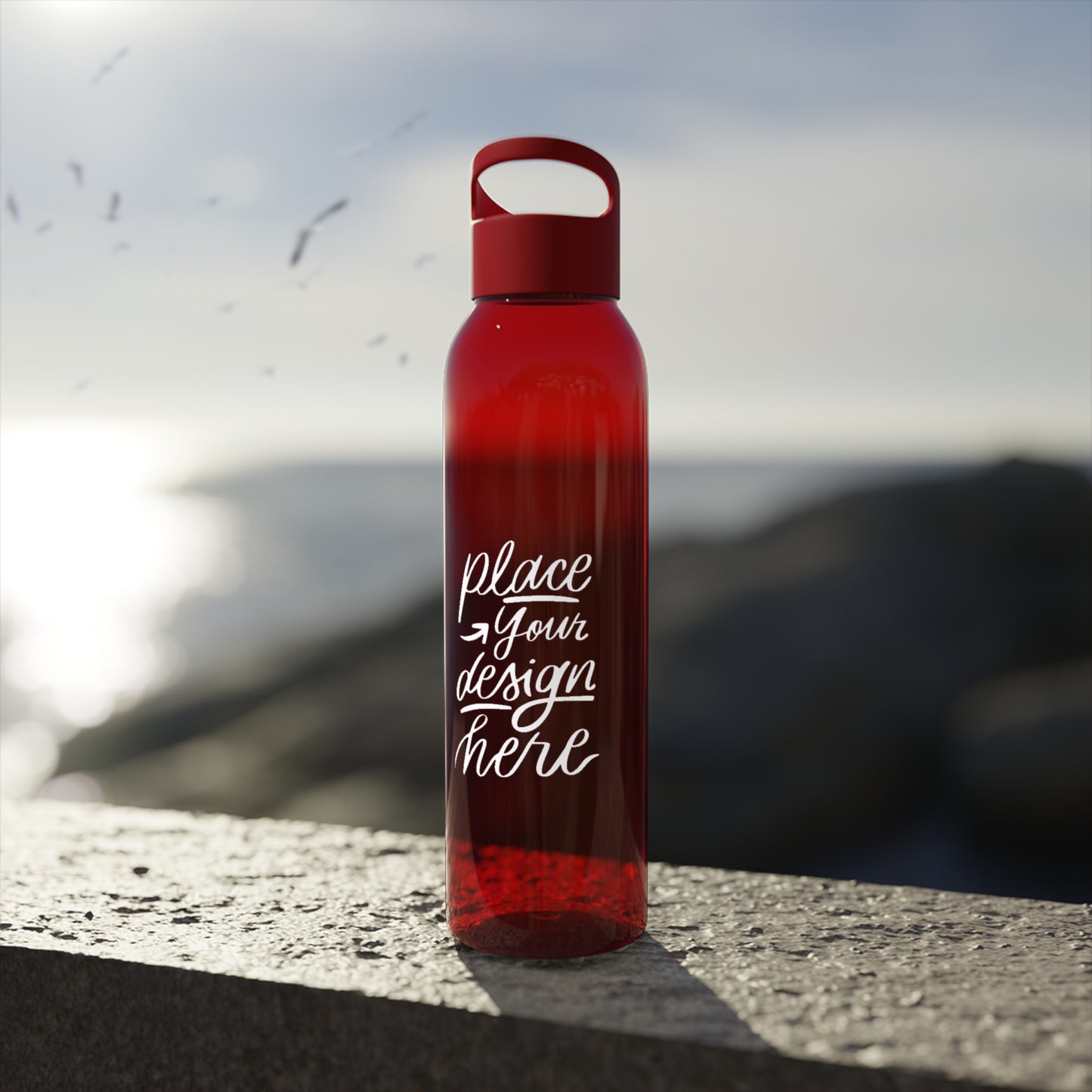 Customizable Sky Water Bottle — Clear 24oz Reusable Bottle