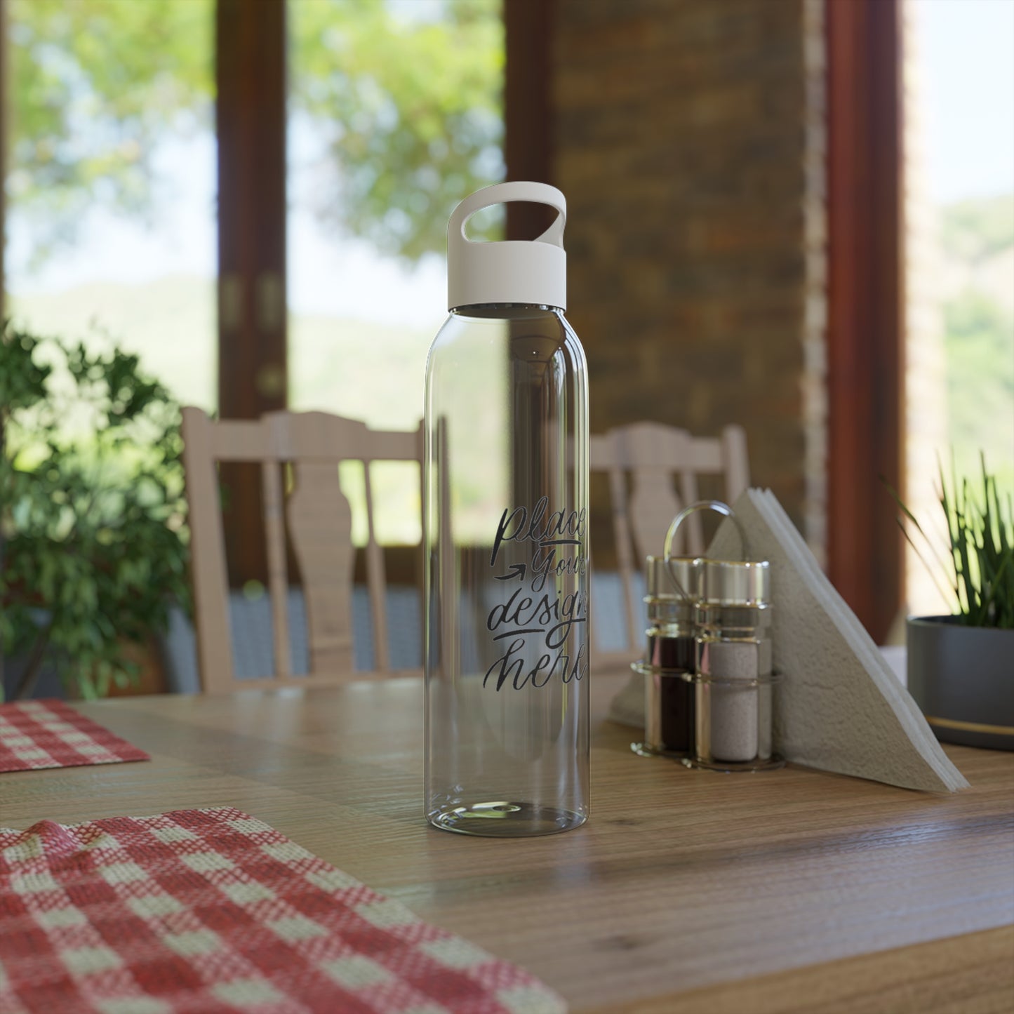 Customizable Sky Water Bottle — Clear 24oz Reusable Bottle