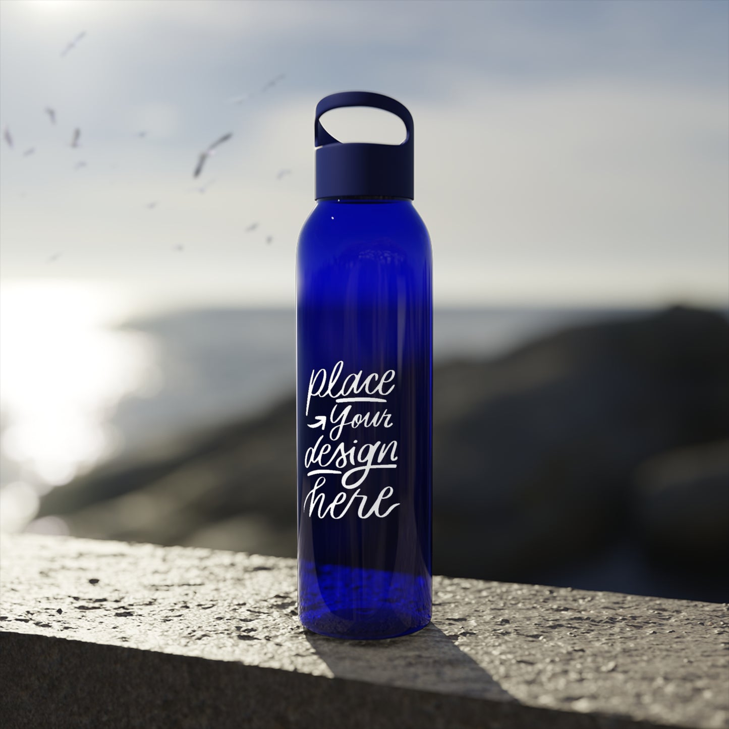 Customizable Sky Water Bottle — Clear 24oz Reusable Bottle
