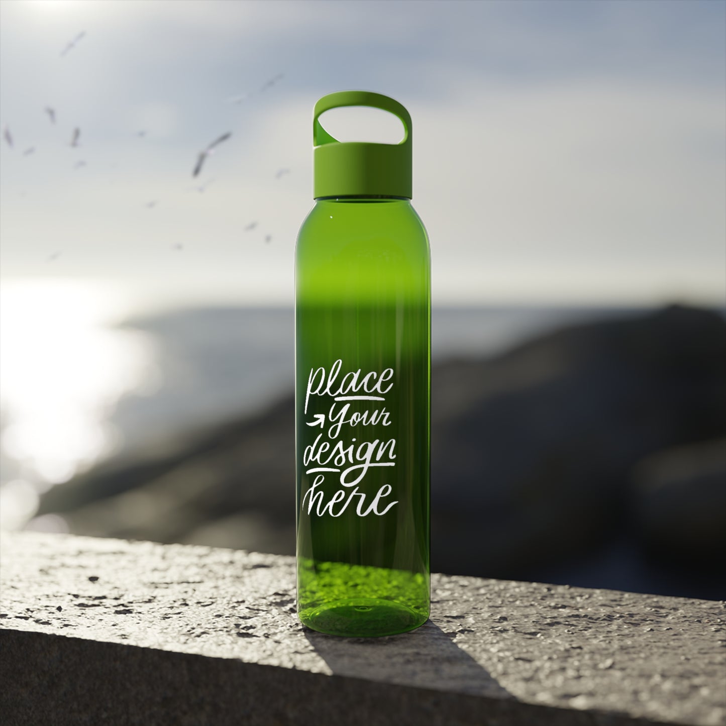 Customizable Sky Water Bottle — Clear 24oz Reusable Bottle